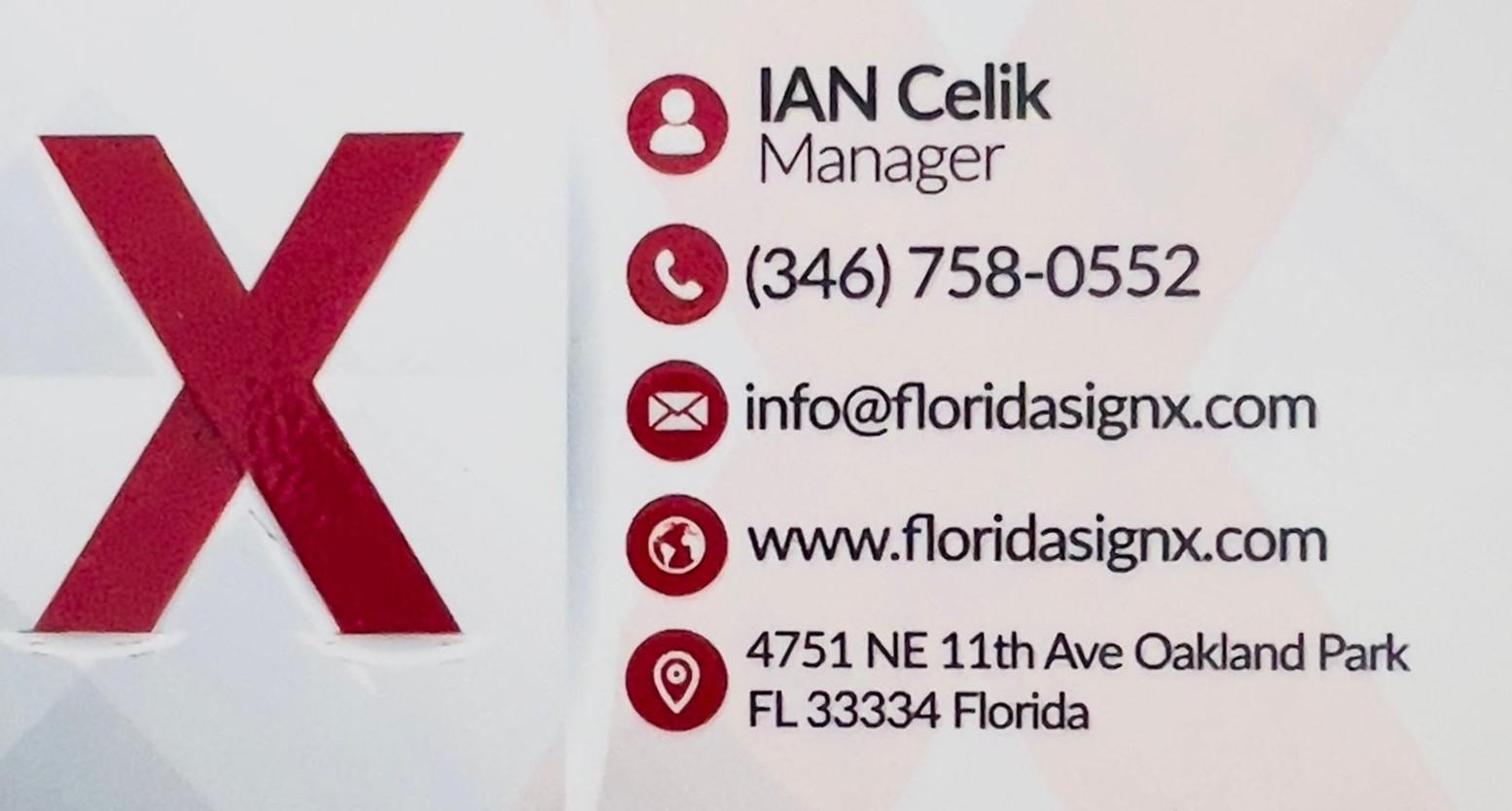 Florida SignX sponsor card
